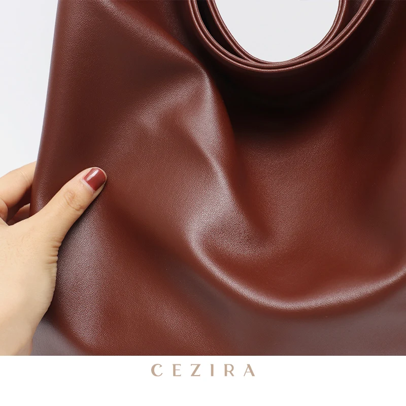 CEZIRA Fashion Brand Style Women PU Vegan Leather Shoulder Bags Casual Soft Hobo Bowknot Strap Handbags Female Crossbody Purses