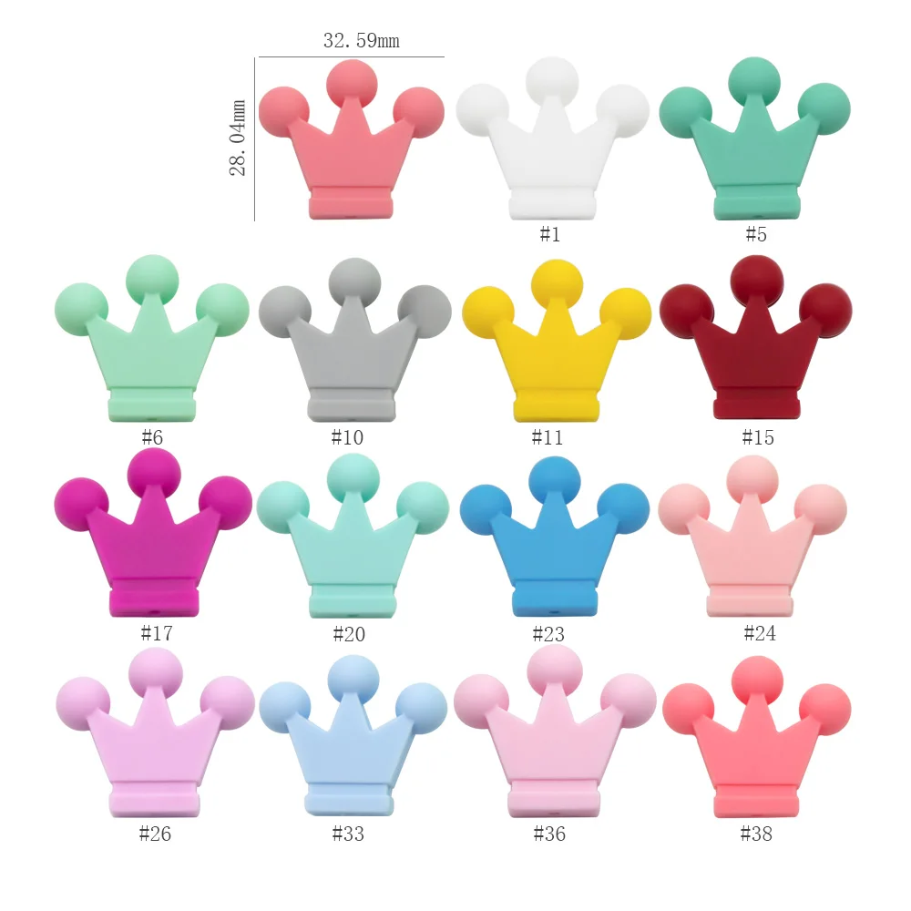 Cute-idea 10pcs Food Grade Silicone Small Crown Beads Baby Teething Teether Toy DIY baby Pacifier chain Accessories Baby goods