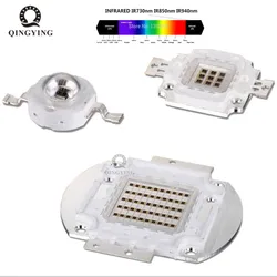 Chip LED de alta potencia IR COB integrado, 730Nm, 850Nm, 940Nm, 3W, 5W, 10W, 20W, 30W, 50W, 100W, emisor de luz, componentes de diodo, lámpara de alta potencia