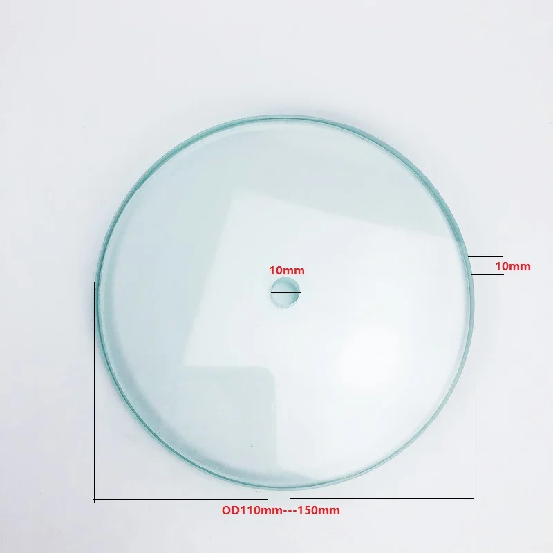 

Borosilicate Transparent Glass,Diopter Disc Diameter 110mm---150mm With 10mm Round Hole In The Middle ,Thickness 10mm