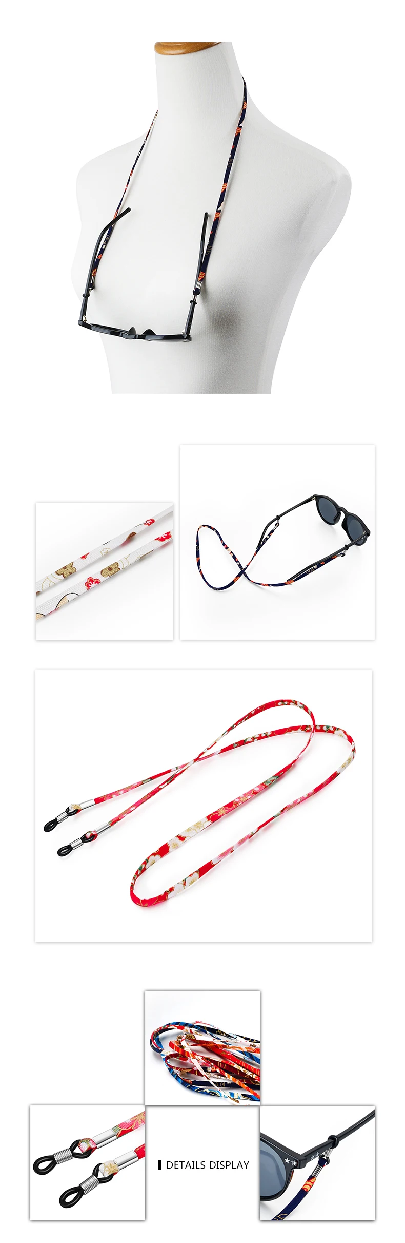 Klassische Brillenkette mit Kontrast-Patchwork-Design und universellem Silikon-Anti-Rutsch-Halter, Brillenband, 9 Farben zur Auswahl – Detail 7
