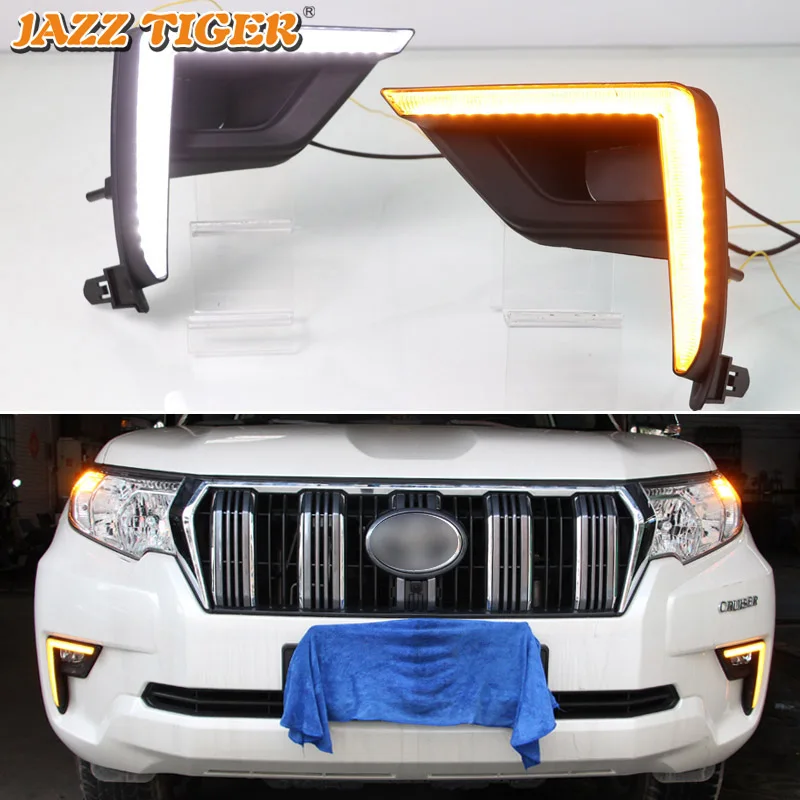 LED Daytime running lights For Toyota Prado 150 FJ150 LC150 2018 2019 Drl with turn signals for cars auto fog lights headlights