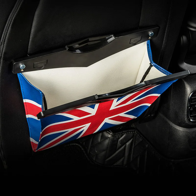 Universial Trash Can Dust Box Leather Storage Box Stylish Union Jack Style Car Interior Accessories