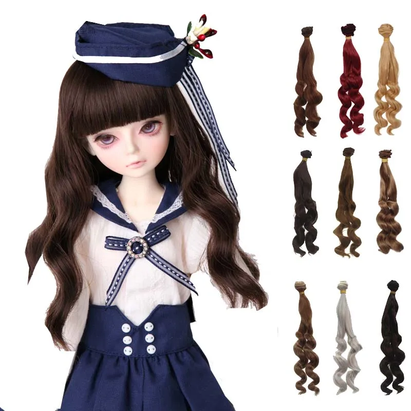 Russian handmade doll hair 25 cm high temperature Curly hair for 1/3 1/4 1/6 BJD diy curly doll wigs tree