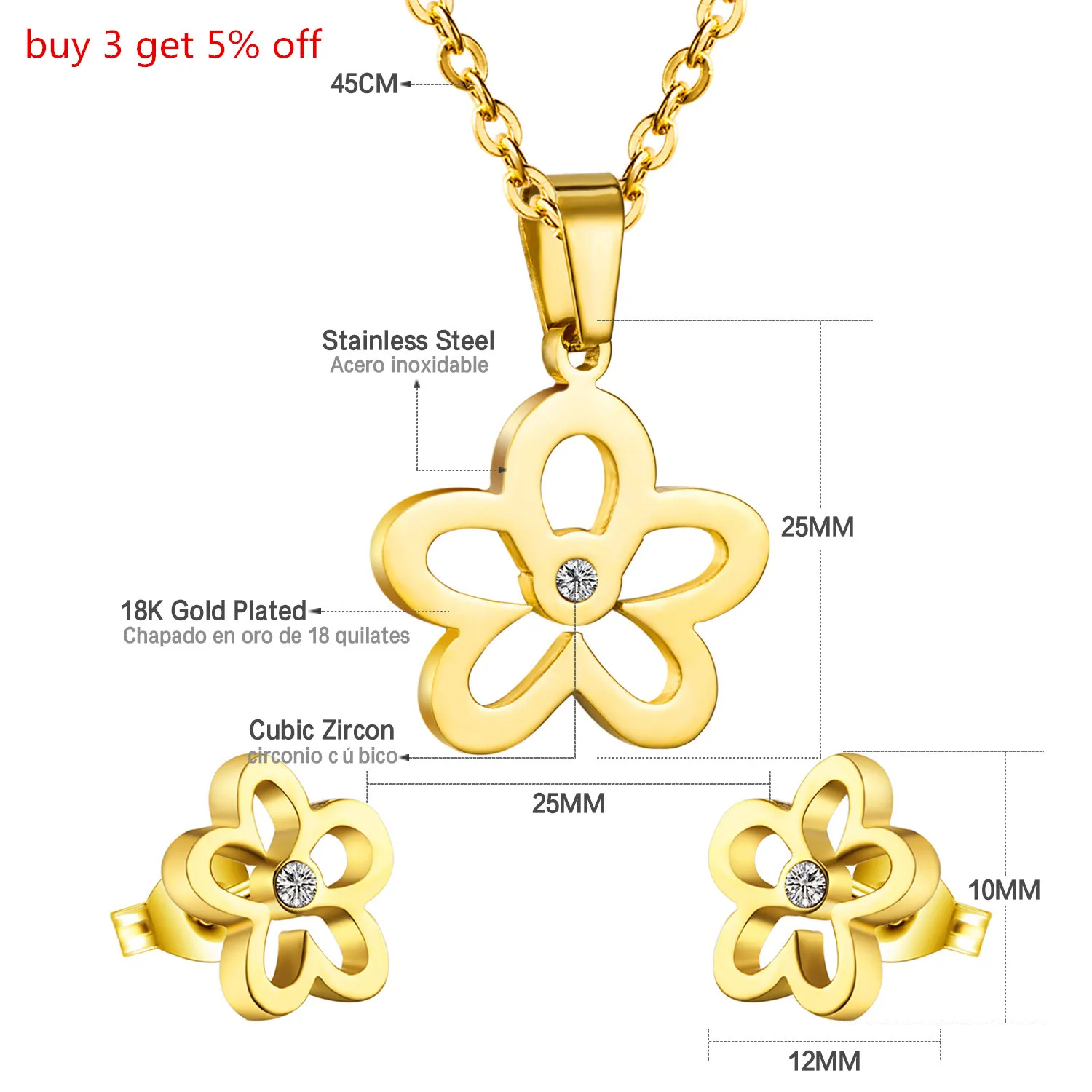 LUXUKISSKIDS Flower Wedding Bridal Jewelry Set Earrings Pendant Necklace For Women stainless steel Crystal Jewellery Jewelry set