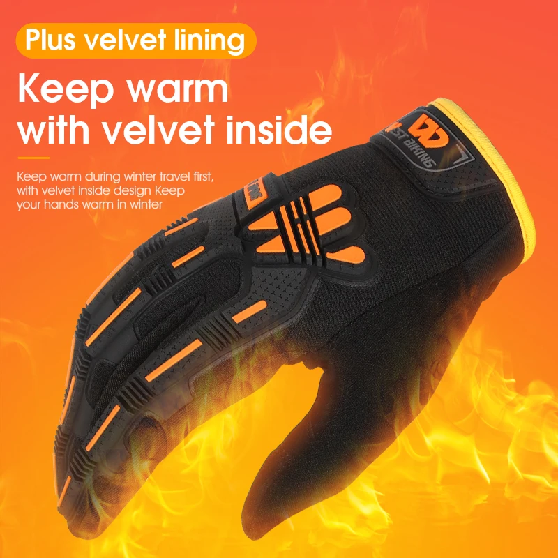 WEST BIKING Warm Winter Motorcycle Gloves Touch Screen Bicycle Cycling Thermal Gloves Sport MTB Road Bike Tactical Gloves