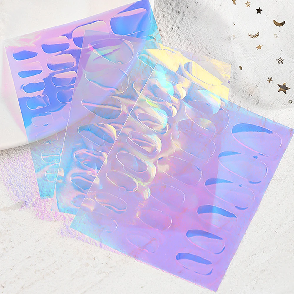 Holographic Aurora Nail Sticker Foil Film Stickers Laser Sparkly Cellophane Paper Nails Decal Candy Design Ice Cube Manicure Art