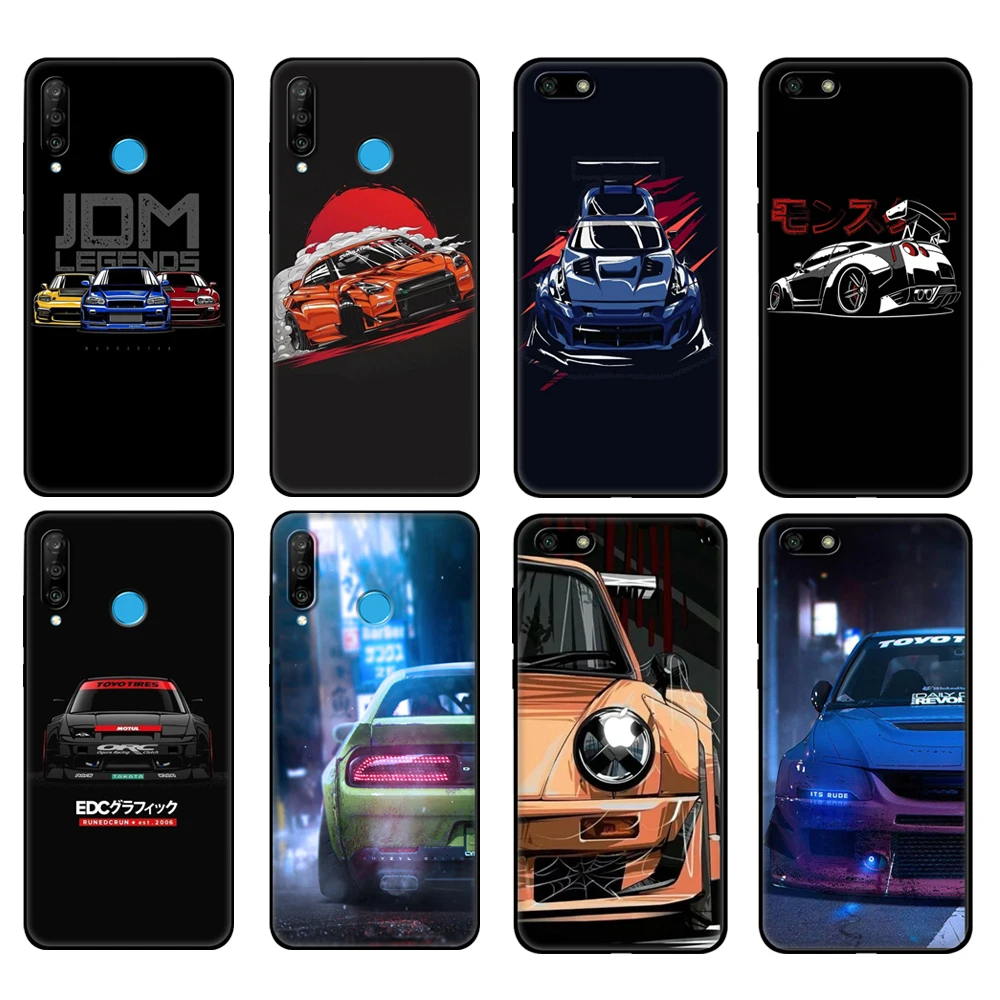 Black tpu Case For Huawei Honor 20 Lite 10 10i 20S 30S 30 Case Honor 7A 5.45 7s 7C 5.7 Case Cool Japan JDM Sports Car Comic