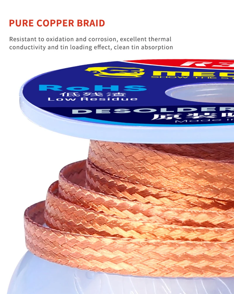 10 teile/los MECHANIKER Solder Docht Entferner Entlötdraht 1,0/1,5/2,0/2,5/3,0/3,5/4,0mm Entlötgeflecht BGA Löten Werkzeuge – Detail 4