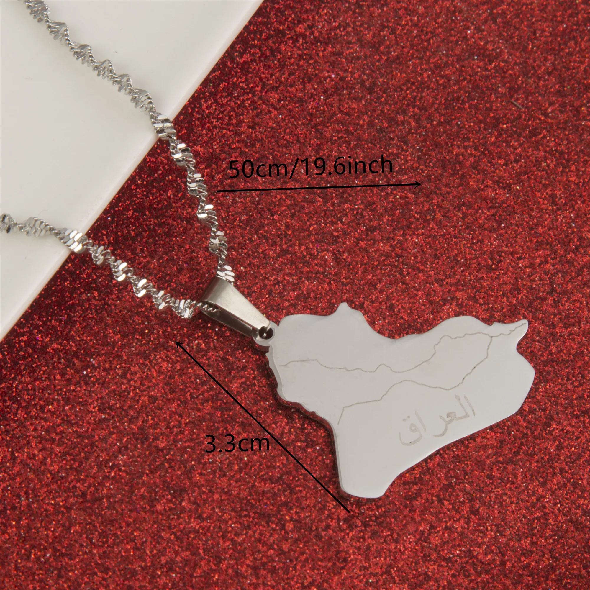 Stainless Steel Republic of Iraq Map Pendant Necklace Gold Color Allah Name Pendant Allah Heart Jewelry