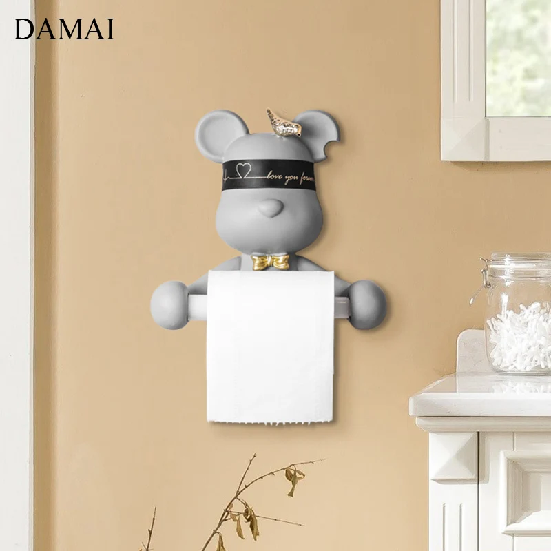 

Bear Toilet Paper Holder Animal Decorative Ceramic Rolling Tissue Dispenser Bathroom Dectorstions Towel Home Restroom Organizer