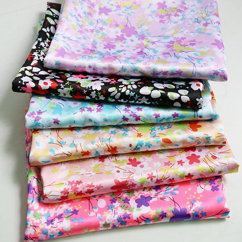 1 meter X 1.5 meter Super Deals!! Soft Polyester Satin Fabric Silky Scarf Material Charmeuse Floral