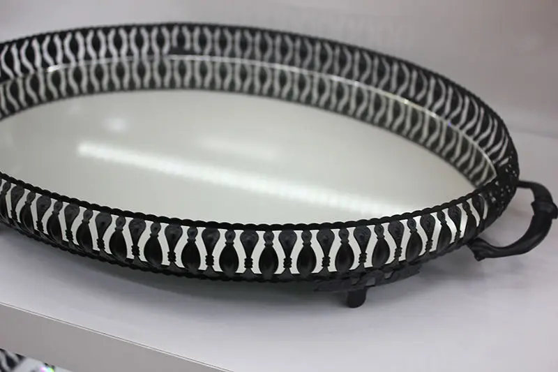 DOLBOVI Black Mirrored Should Keep Oval Engagement Promise service tray 39,5x30 cm tray поднос plateau de service