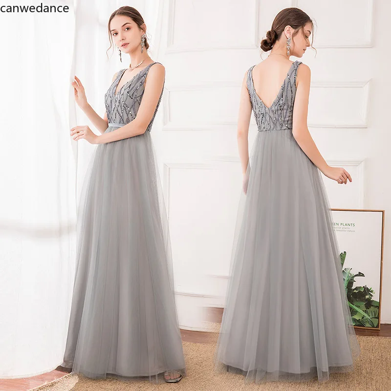 

2020 Shining Sequin Bridesmaid Dresses Appliques A Line Wedding Party Prom Gowns Sleeveless Floor Length Elegant Women Dress