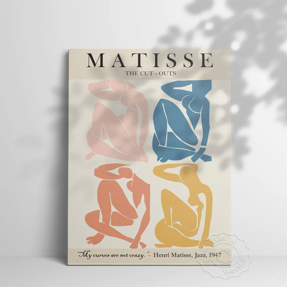 Henri Matisse Exhibition Poster, Matisse Cut Out Wall Art, Pink Red Yellow Blue Nudes Wall Painting, Vintage Color Abstract Gift