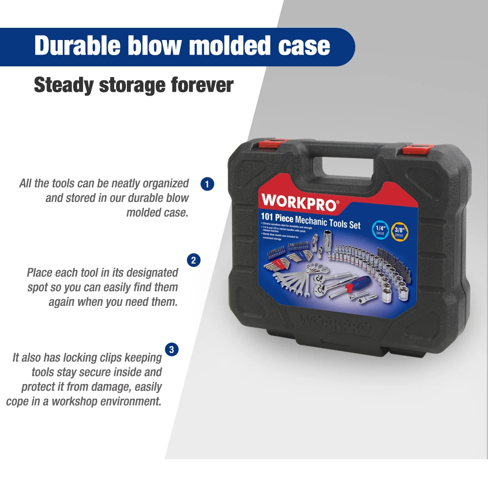WORKPRO 101 Máy Tính Cơ Khí Dụng Cụ Gia Dụng Cụ Dụng Cụ Sửa Xe Ổ Cắm Bộ Bánh Răng Cờ Lê Cờ Lê