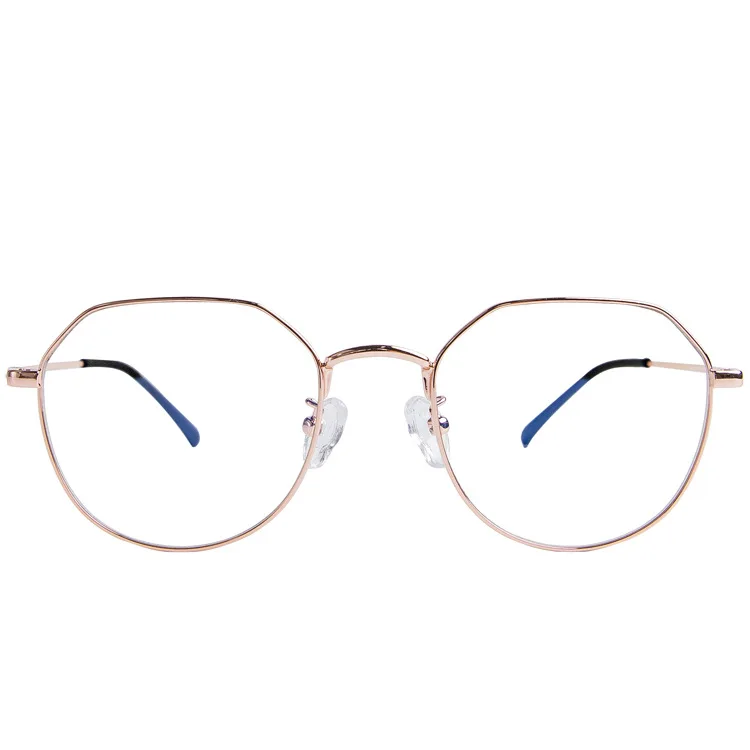 New Student Retro Glasses round Fashion Nearsighted Glasses Polygon Anti-Blue-Ray Plain Glasses