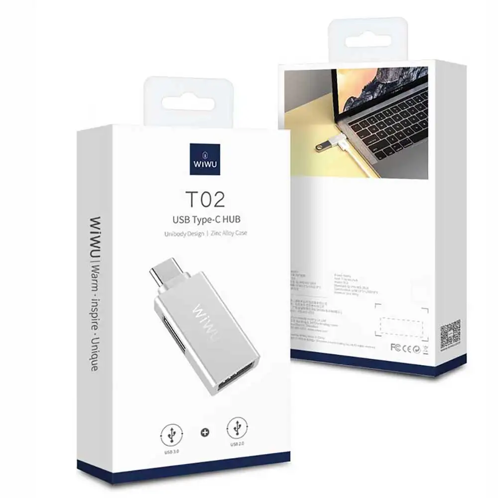 WIWU Dual USB 3.0 Hub Date Transfer And Charging Device Type-c Hub Portable USB 3.0 High Speed Transmission USB Type C Hub