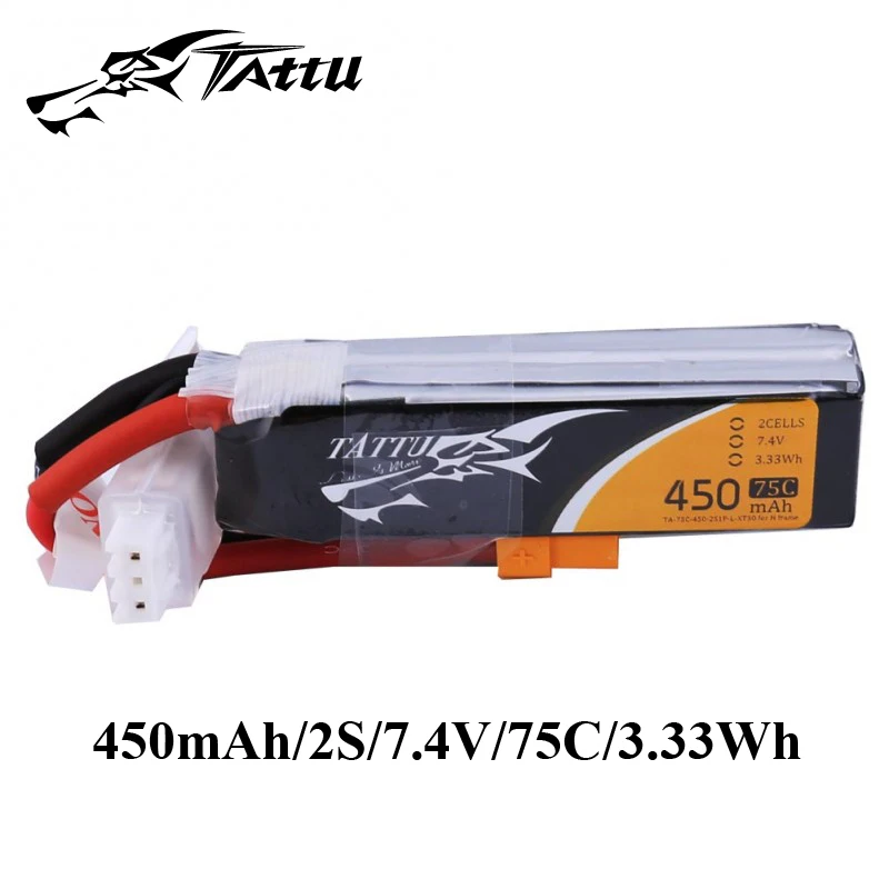 Ace Tattu Lipo Bateria 7.4v 7.6v 450mAh 1s 2s 3s 4s 75C 95C z wtyczką XT30 Długi rozmiar RC Baterie do ramy drona FPV w rozmiarze 120