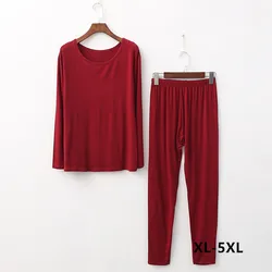 Spring Autumn Loungewear Pijamas Suit Modal Cotton Nightwear Pyjama Femme XL-5XL Women's Plus Size Sleepwear Pajamas Set