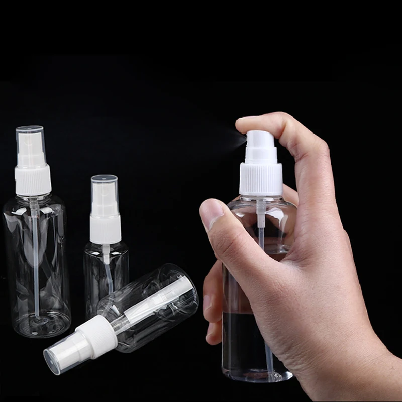 30ml / 50ml / 100ml empty spray bottle plastic mini refillable alcohol dispensing bottle reusable cosmetic container