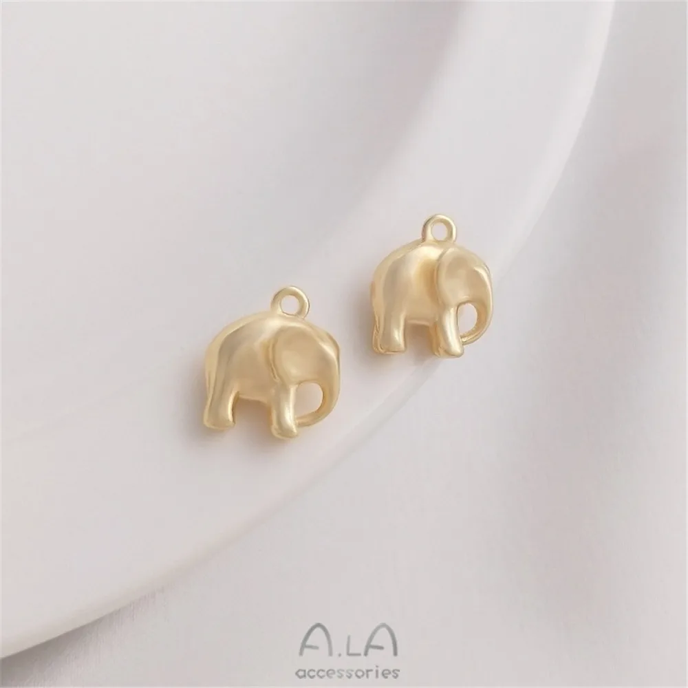 14K gold bag color protection lovely Elephant Pendant bright small pendant hand DIY Bracelet Necklace Jewelry Pendant