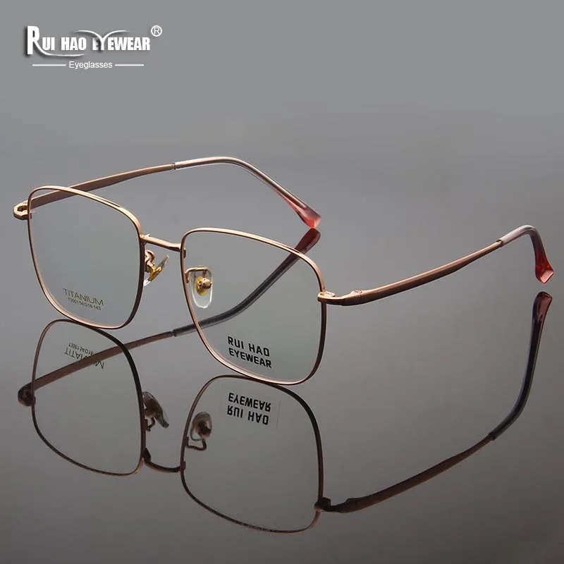 Rui Hao Eyewear Brand Eyeglasses Frame Spuer Light Titanium Glasses Frame Men Concise Business Retro Spectacles 3501