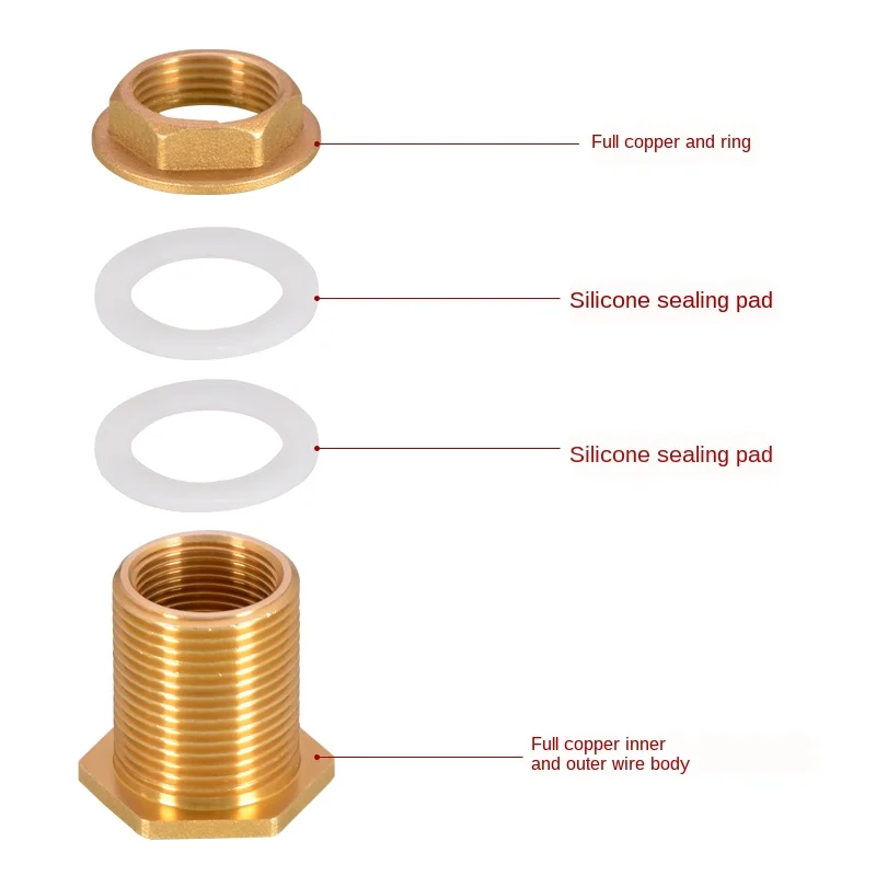Conector de fio interno e externo de 1/2 polegadas, conector de cobre 1 em torre para água, balde de tanque de peixes, acessórios de interface de drenagem