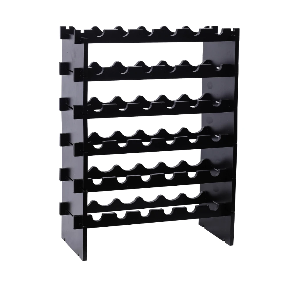 US Free Standing Wooden Stackable Modular Wine Rack Storage Stand Display Shelves with 36 Bottles Capacity  Wobble-Free