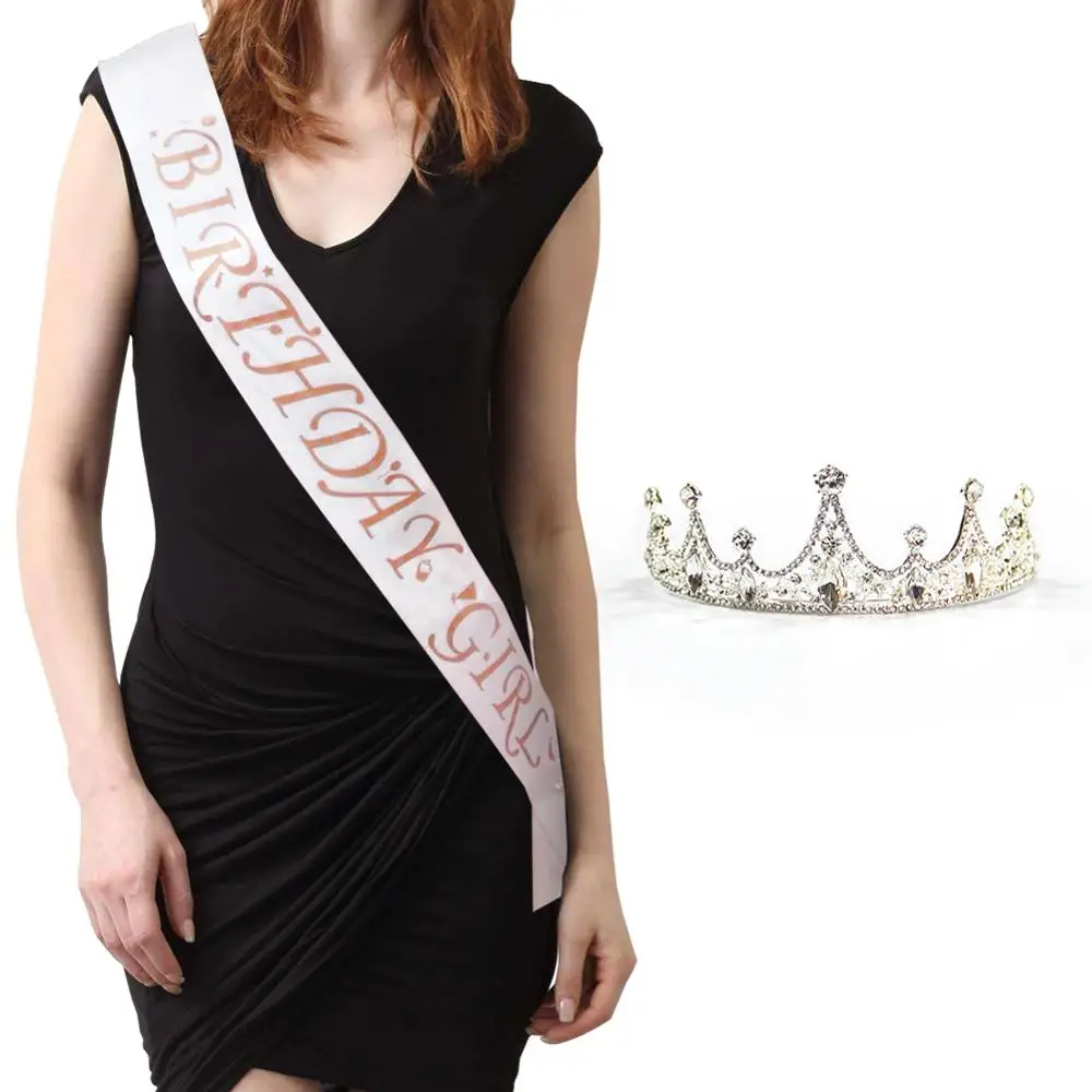 Birthday Sash for Women Girls with Tiara 21st 30th 18th 50th 29th 20th 26th Birthday Sash Set Party Favors Decoration