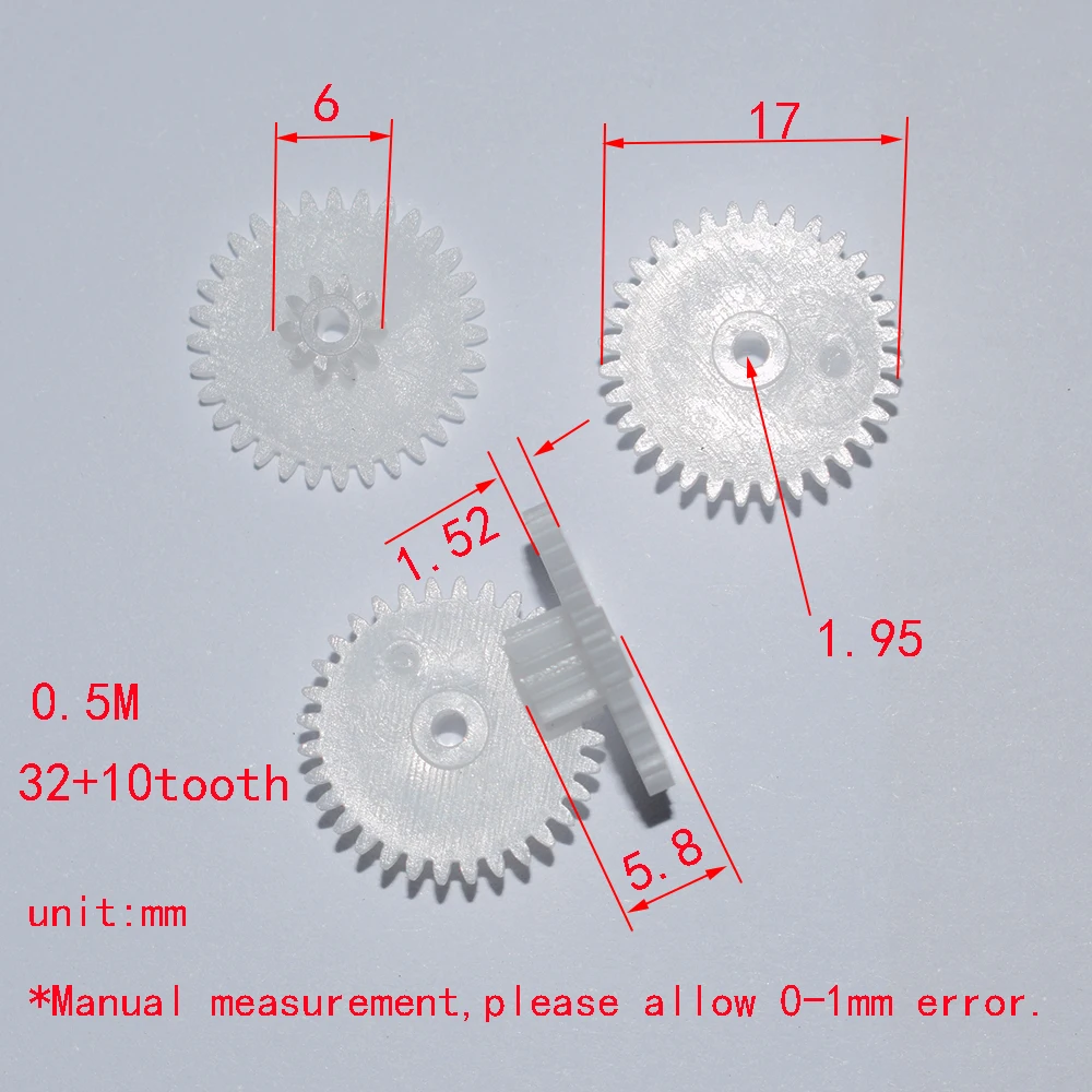 3400pcs 32+10T 2mm hole 0.5M plastic gear dron rc car plane robot kids toys for boys diy baby accessories montessori GP32102A