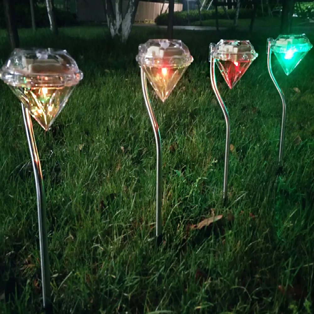DC1.2V Solar Diamond Light LED Ground Plug Lawn Landscape Lights Outdoor Garden Path Christmas Day Decoration