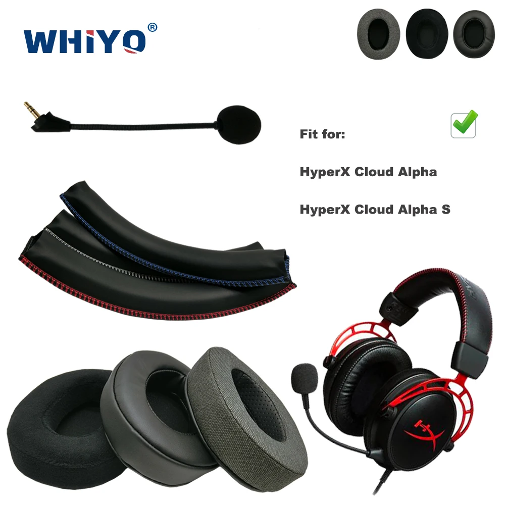 Thick Replacement Parts for HyperX Cloud Alpha, S Headset Ear Pads Microphone Bumper Mic Headband Earmuff