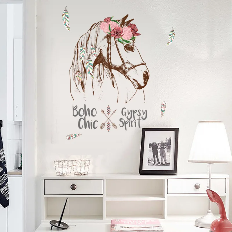 The Horse Wall Stickers For Shop Office Home Decoration Gypsy Spirit Mural Art Diy Bedroom Living Room Pvc Wall Decals