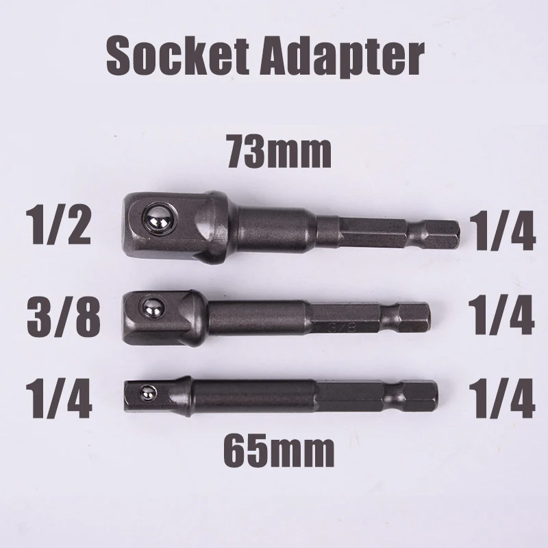 3個クロームバナジウム鋼ソケットアダプタセット六角シャンク1/4 "3/8" 1/2 "延長ドリルビットバーセットボール延長電源ツール