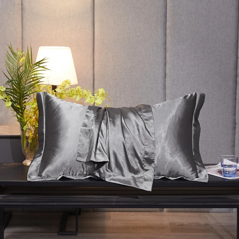 1pc/2pcs Satin Pillowcase Solid Color Pillow Cover High-End Cover Pillow Bedding Pillow Case Cover