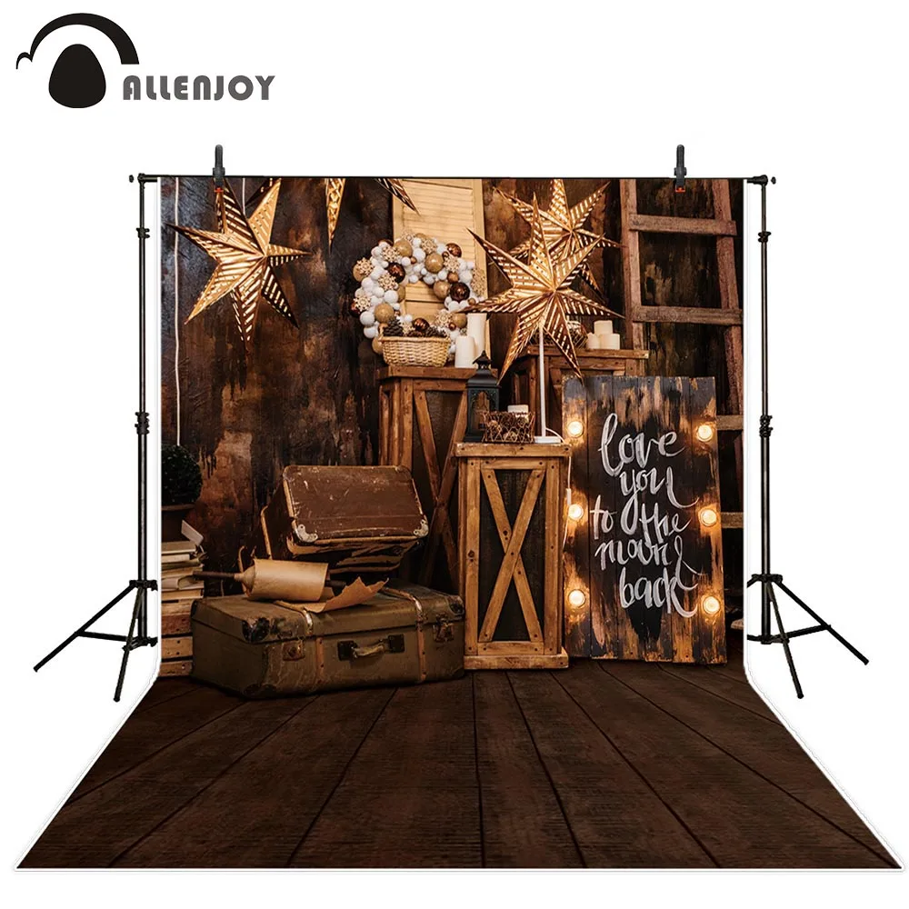 Allenjoy photography backdrop autumn indoor vintage trunk Basket book ladder photo background Christmas wedding vinyl photophone