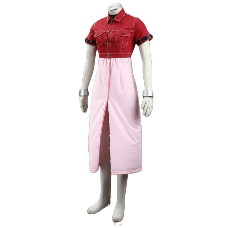 Game Final Fantasy VII 7 Aerith Aeris Gainsborough Cosplay Costumes Women Pink Long Dress Halloween Carnival Party Cute Skirt