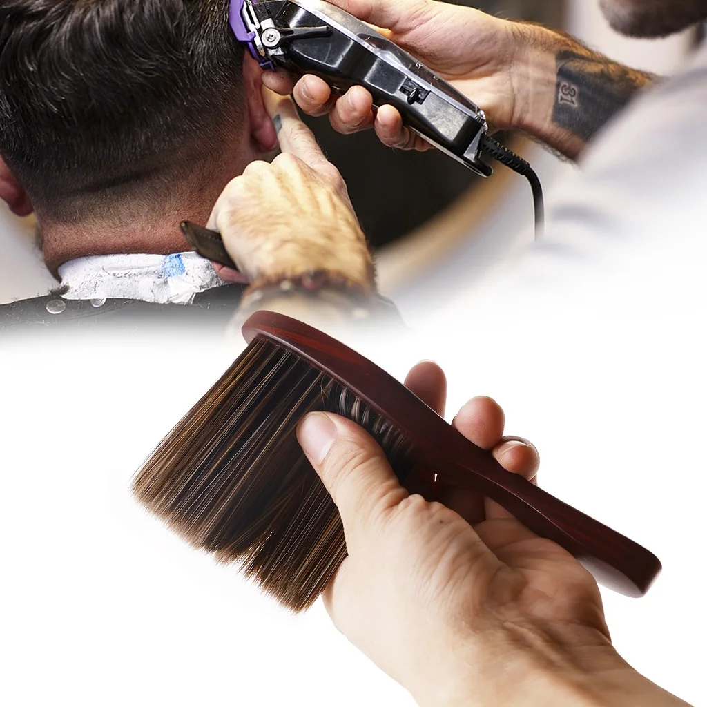 Professional Hair Brush Barber Wooden Hand Held Clean Broken HairBrush Beard Neck Brush Salon Haircut Hairdressing Styling Tools