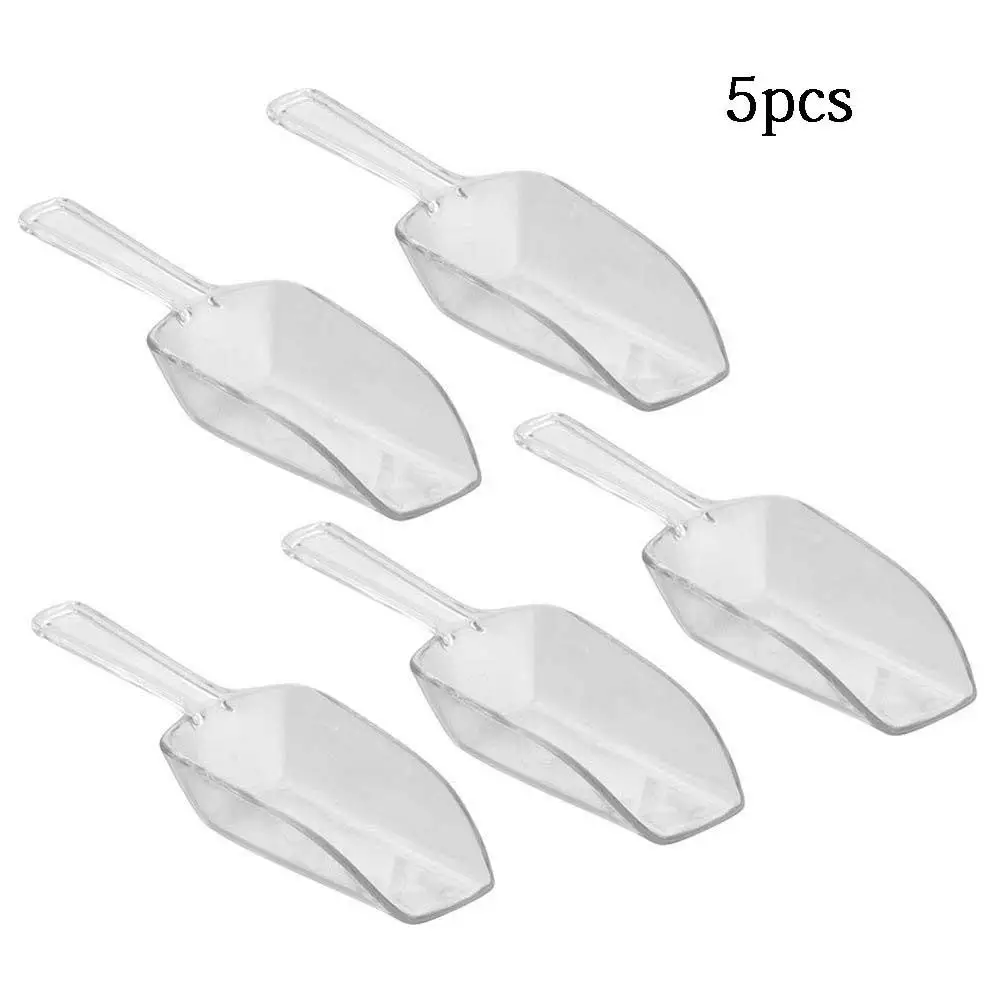 5 Pcs Mini Transparent Thickened Plastic Ice Scoop For Candy Dessert Buffet Ice Cream Protein Powder Transparent Shovel