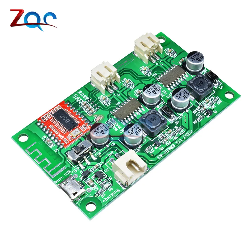 Imagem -04 - Placa do Amplificador de Potência Bluetooth com Gerenciamento de Carga Bateria de Lítio 2x6w dc 5v 3.7v Hf69b 4o 6o 8o