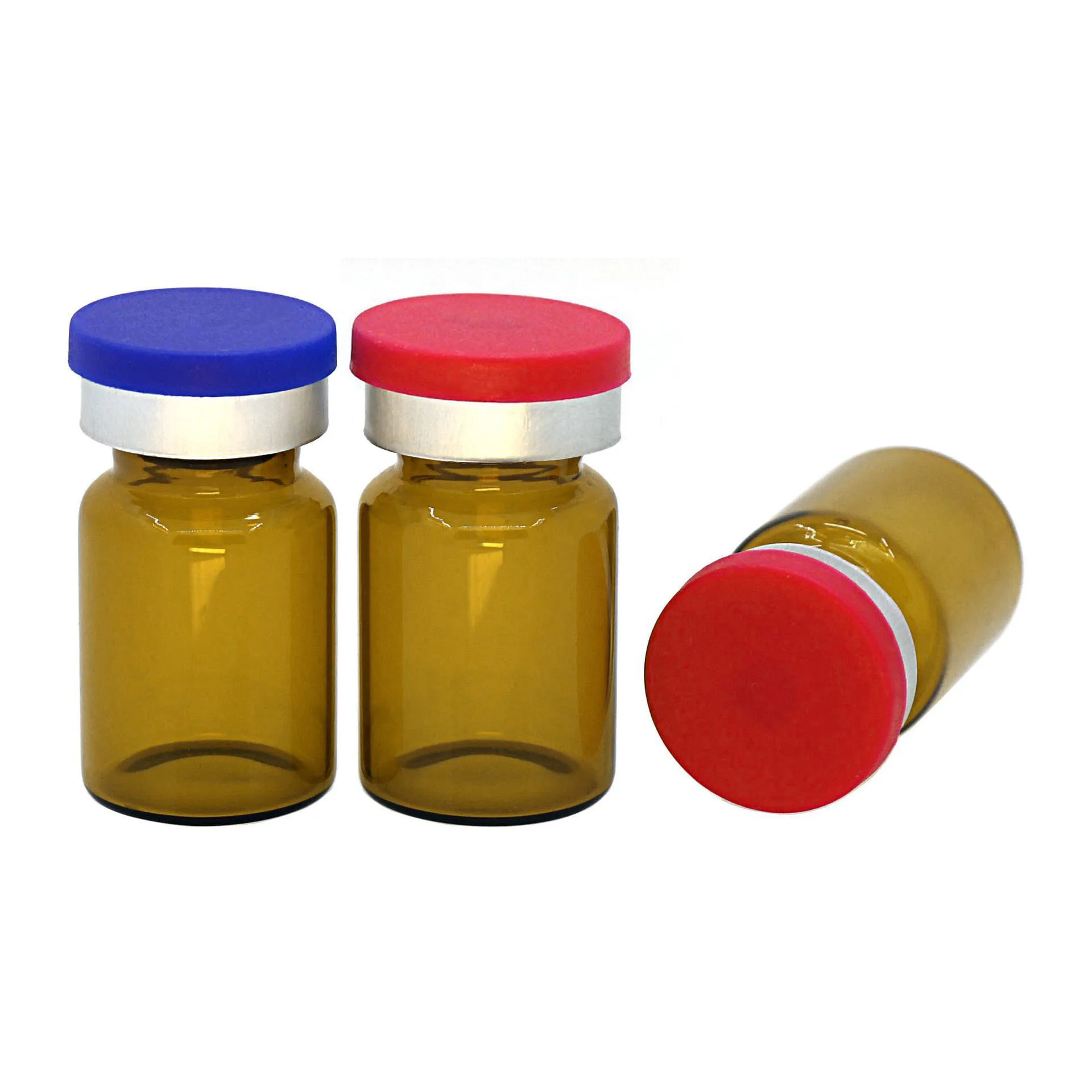 300pcs/lot 6ml Amber Glass Medicine Vial with Silicone Rubber Stopper & Flip Cap Small Brown Essence Oil Glass Bottle