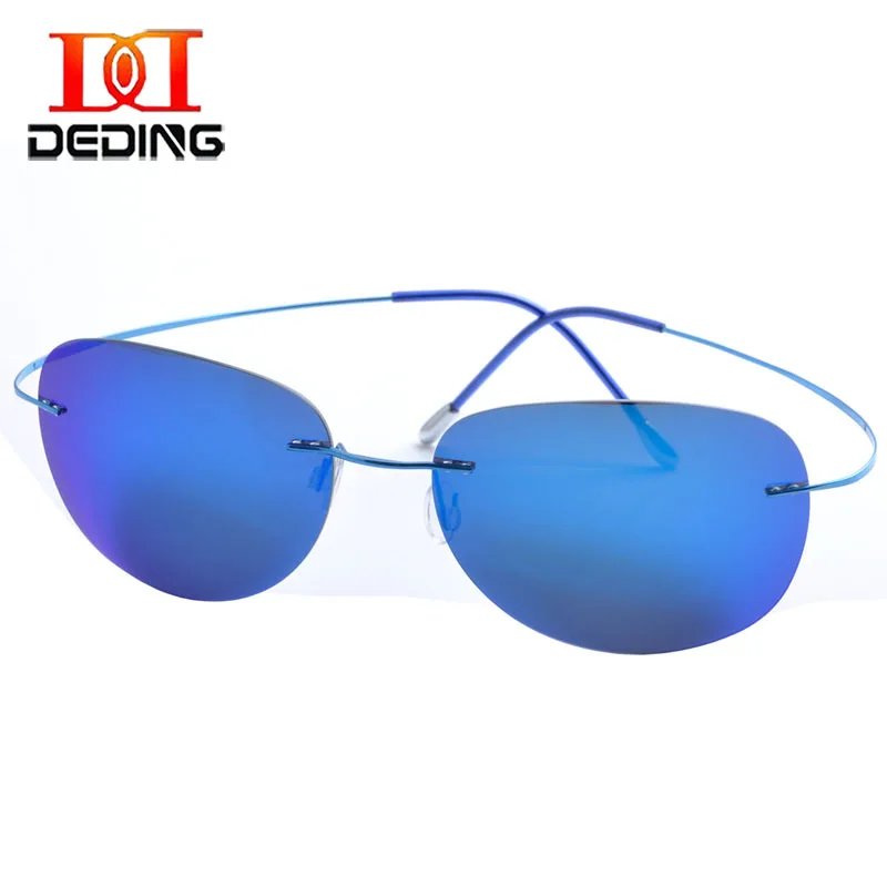 

DEDING Mens rimless titanium polarized Sunglasses Large Lens Super Light Frame Sun Glasses Mirroed Uv Protection glasses DD1357