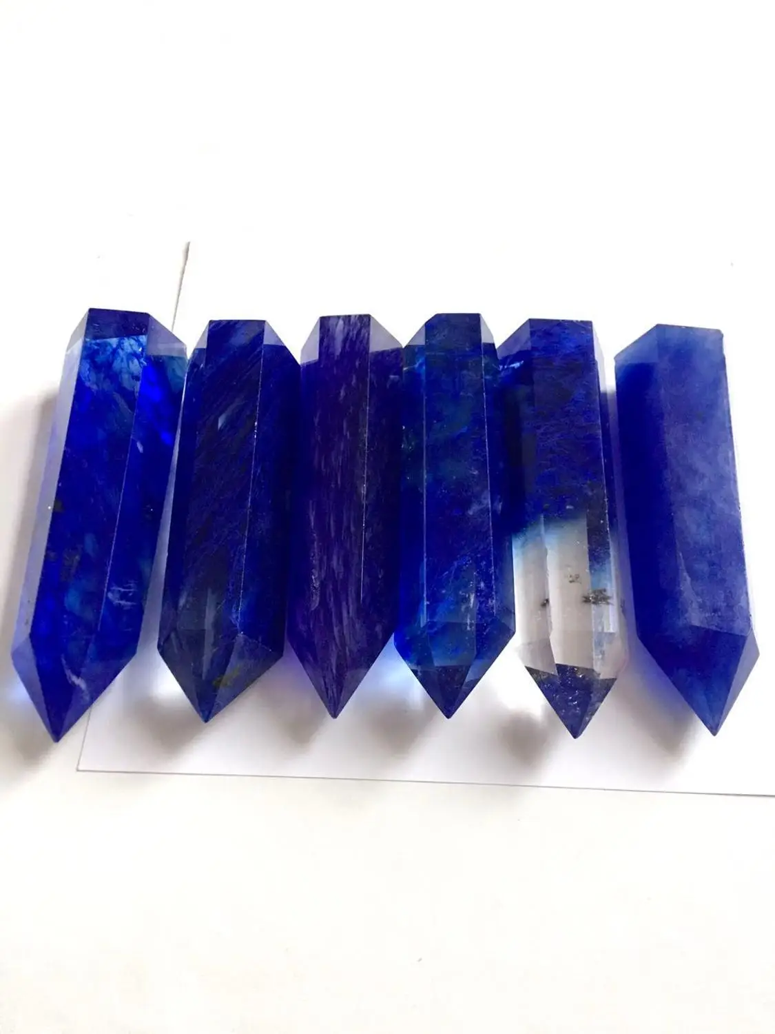 1pc Blue Smelting Crystal Quartz Hand Carved Crystal Points Wand Healing Stone Gemstone