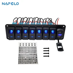 Кулисный переключатель для морской лодки, 8 клавиш, светодиодный кулисный переключатель, комплект, автоматический выключатель 12 В/24 В, два разъема USB, подсветка