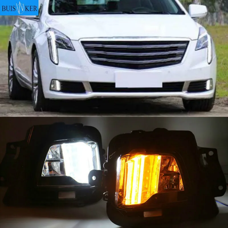 

LED fog lamp daytime running light for Cadillac XTS 2018-2019 with yellow turn signal