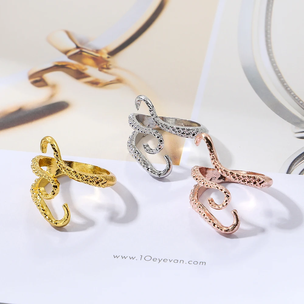 Creative Octopus Tentacle Alloy Ring Fashionable Men\'s And Women\'s Wrap Pattern Adjustable Ring Jewelry