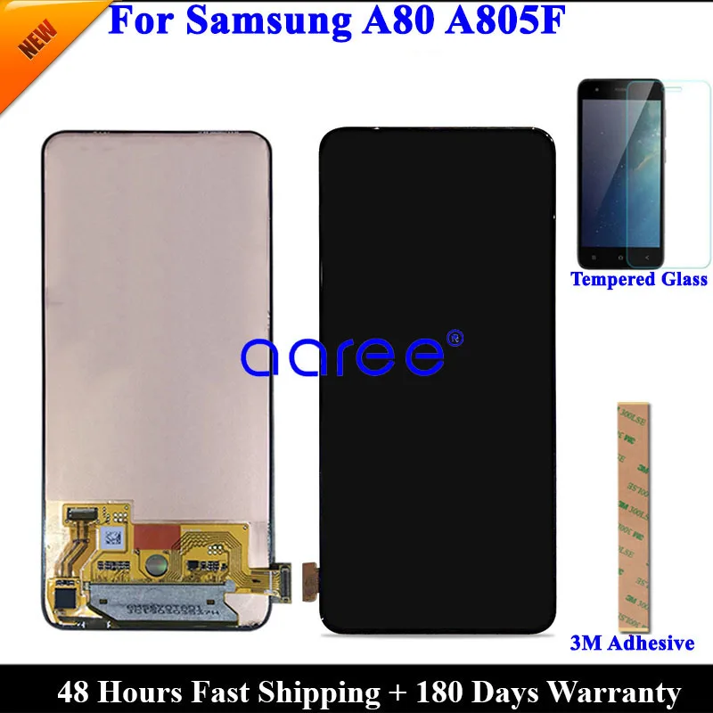 Super AMOMLED LCD  For Samsung A80 LCD A805 lcd display For Samsung A80 2019 A805F LCD Screen Touch Digitizer Assembly