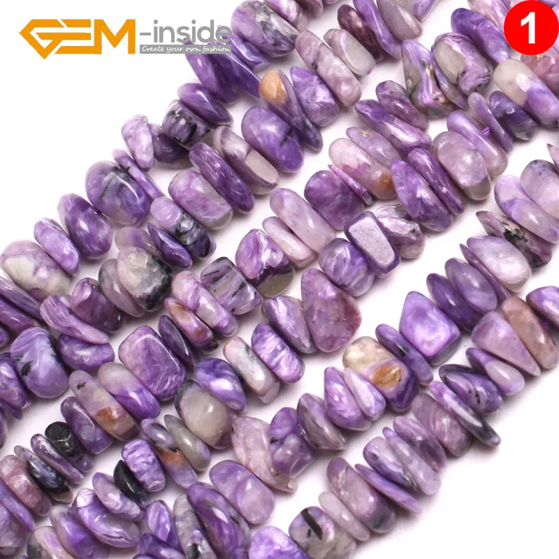 Natural Freefrom Shape Charoite Green Seraphinite orange moonstone Loose Beads For Bracelet Making DIY Strand 15\