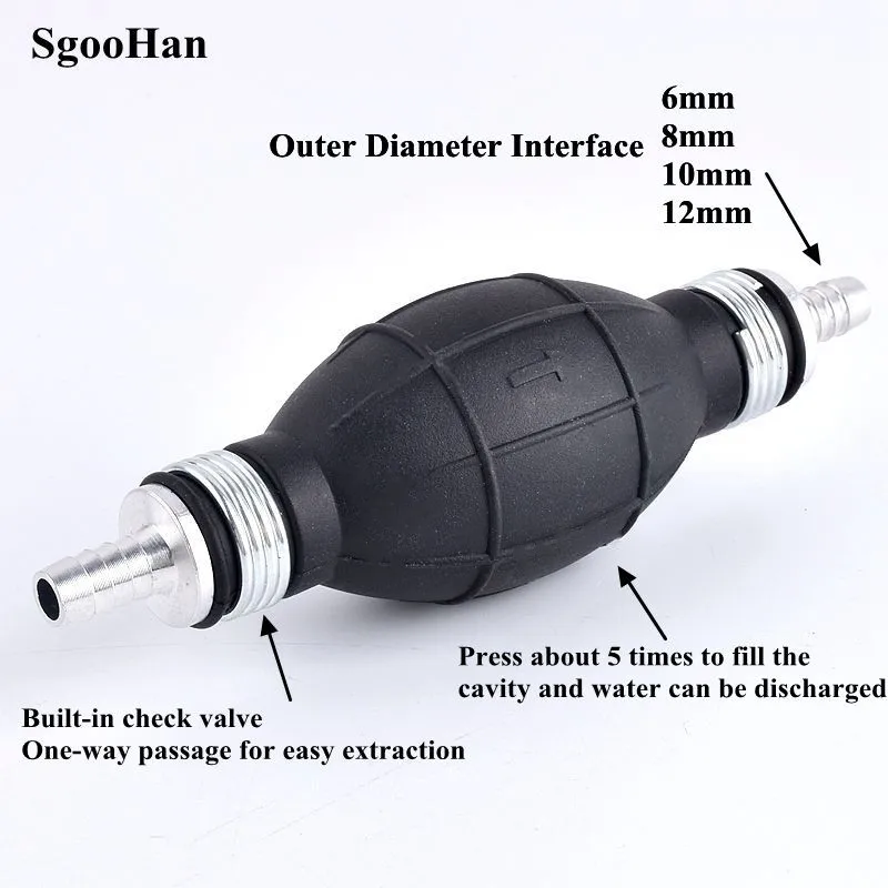 6/8/10/12mm  Universal Hand Fuel Pump Rubber Manual Transfer Liquid Gasoline Petrol Diesel Hand Primer Bulb Tube Aluminum